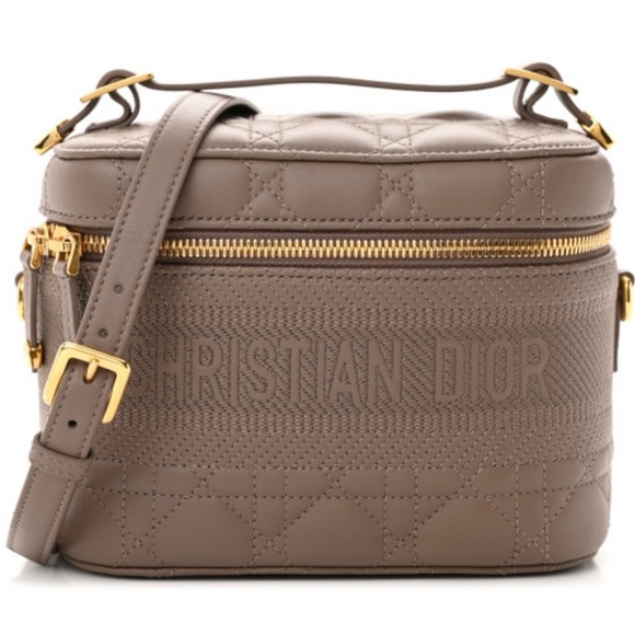 Lambskin Cannage Small Diortravel Vanity Case Warm Taupe - Picture 1 of 6